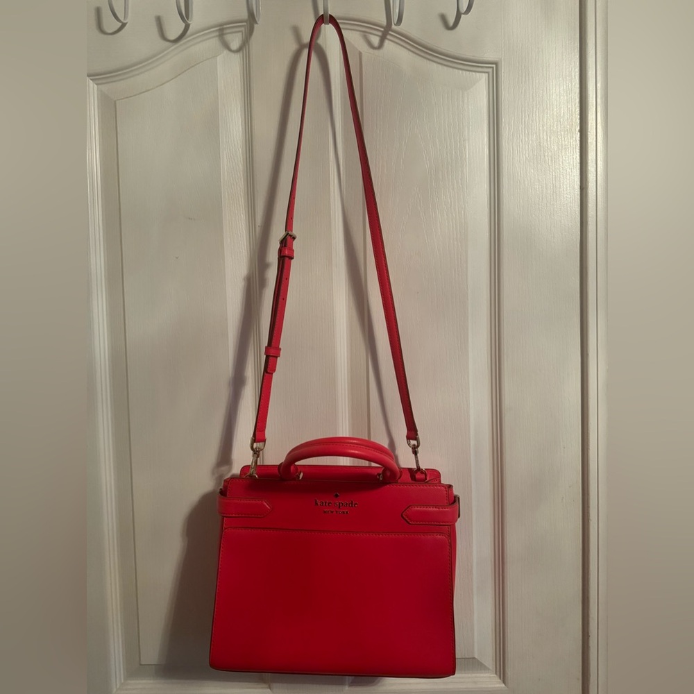 Kate Spade New York Staci Saffiano Leather Satchel Bag (Watermelon) with Wallet - Picture 1 of 7